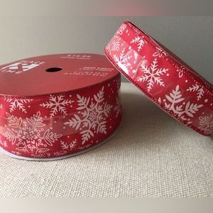 2 Rolls Snowflakes on Red Wired Ribbon